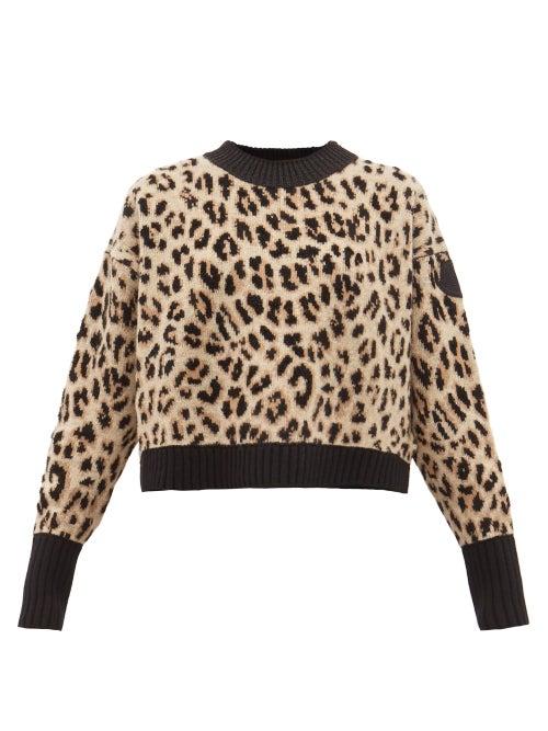 Matchesfashion.com Moncler - Leopard Jacquard Wool Blend Sweater - Womens - Animal