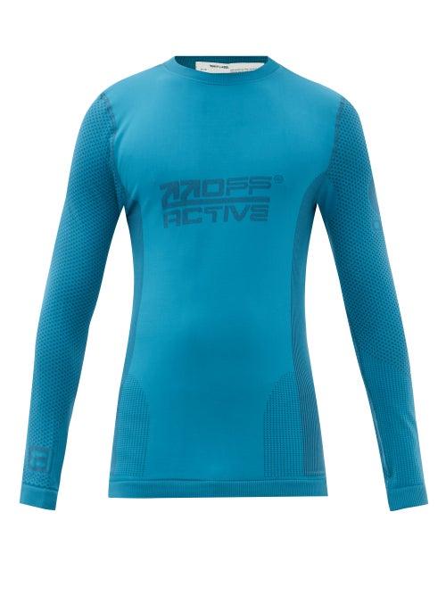 Matchesfashion.com Off-white - Logo-print Technical Long-sleeved T-shirt - Mens - Blue