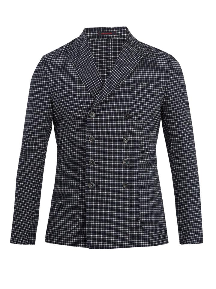 The Gigi Peak-lapel Check Cotton-blend Blazer