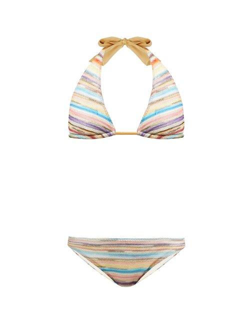 Matchesfashion.com Missoni Mare - Striped Knitted Mesh Bikini - Womens - Multi