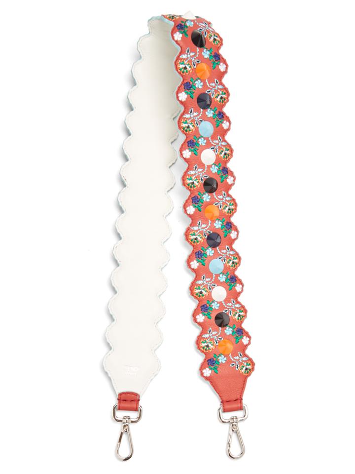 Fendi Strap You Floral-embroidered Leather Bag Strap