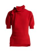 Matchesfashion.com Self-portrait - High Neck Cotton Blend Sweater - Womens - Red