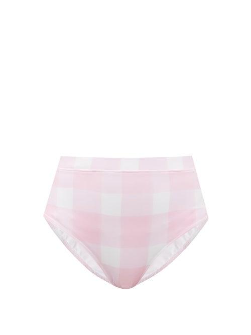 Matchesfashion.com Solid & Striped - The Lilo High-rise Gingham Bikini Briefs - Womens - Pink White