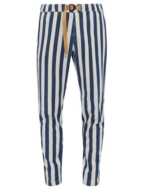 Matchesfashion.com White Sand - Mid Rise Striped Cotton Blend Trousers - Mens - Navy White