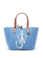 Matchesfashion.com Jw Anderson - Belt Embroidered-anchor Wool-felt Tote Bag - Womens - Blue