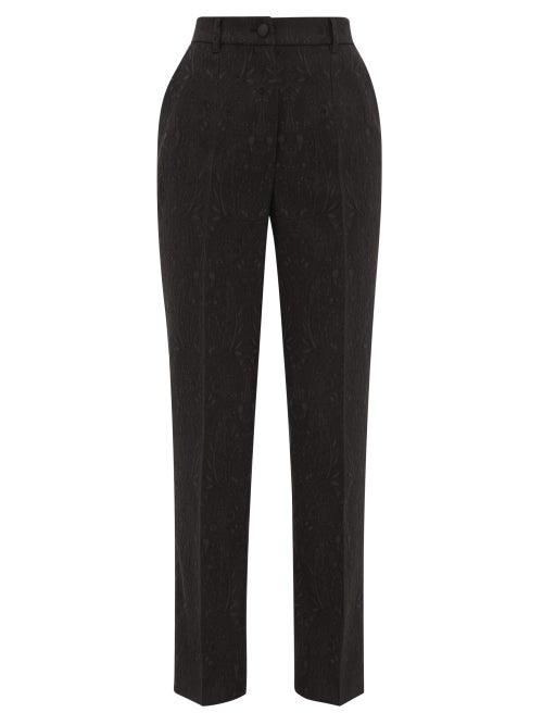 Matchesfashion.com Dolce & Gabbana - High-rise Floral-jacquard Tailored Trousers - Womens - Black