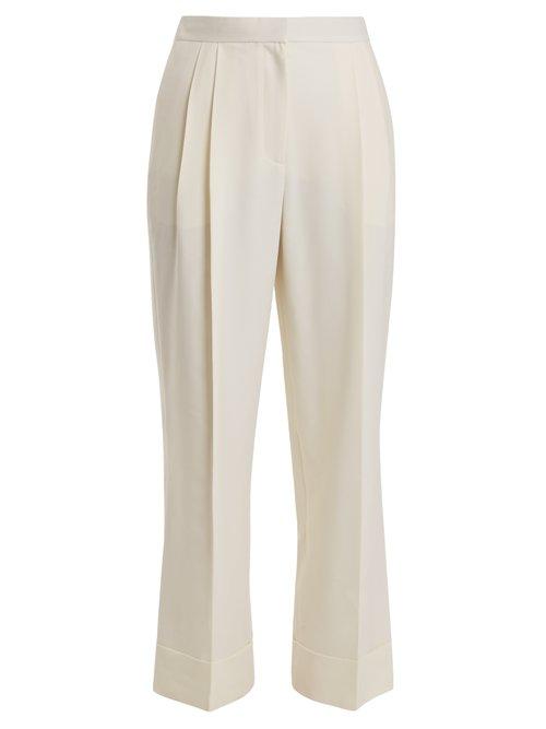 Matchesfashion.com The Row - Liano High Rise Stretch Wool Trousers - Womens - Ivory