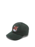 Matchesfashion.com Maison Kitsun - Fox Embroidered Fleece Baseball Cap - Mens - Dark Green