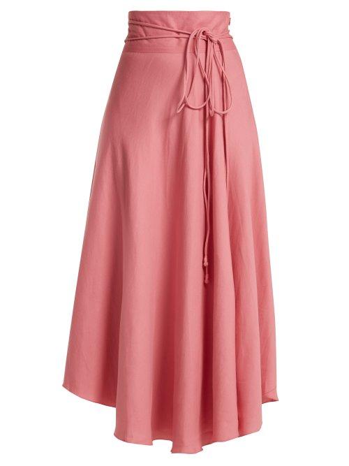 Matchesfashion.com Apiece Apart - Rosehip Linen Blend Wrap Skirt - Womens - Light Pink
