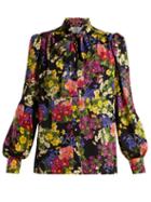 Matchesfashion.com Dolce & Gabbana - Floral Printed Silk Blouse - Womens - Black Multi
