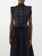 Thierry Colson - Yael Scalloped Cotton-poplin Tops - Womens - Black