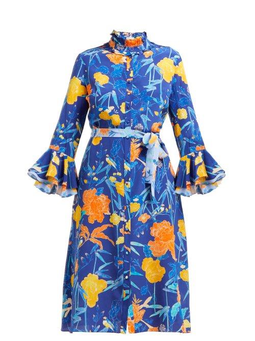 Matchesfashion.com Beulah - Maia Floral Print Silk Dress - Womens - Navy Multi