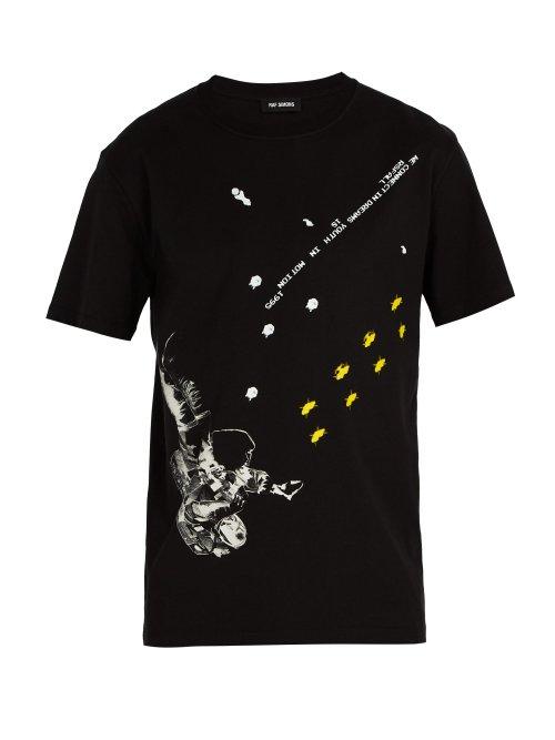 Matchesfashion.com Raf Simons - Astronaut Print Cotton T Shirt - Mens - Black