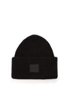 Matchesfashion.com Acne Studios - Pansy S Face Ribbed Knit Beanie Hat - Mens - Black