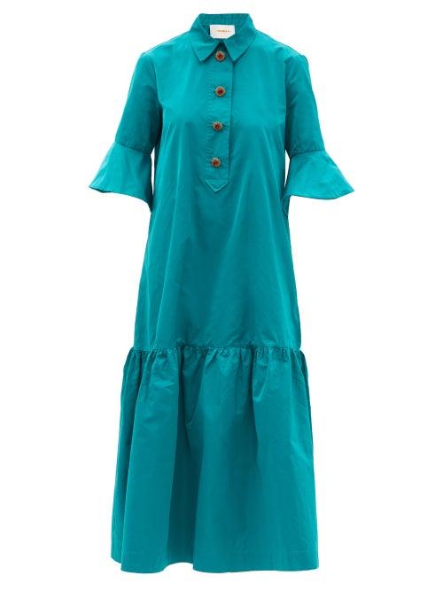 Ladies Beachwear La Doublej - Artemis Taffeta Shirt Dress - Womens - Blue