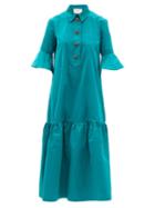 Ladies Beachwear La Doublej - Artemis Taffeta Shirt Dress - Womens - Blue