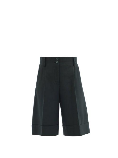 Matchesfashion.com See By Chlo - Tailored Turn-up Cotton-blend Shorts - Womens - Dark Green