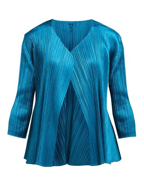Matchesfashion.com Pleats Please Issey Miyake - Technical Pleat Flared Jacket - Womens - Mid Blue