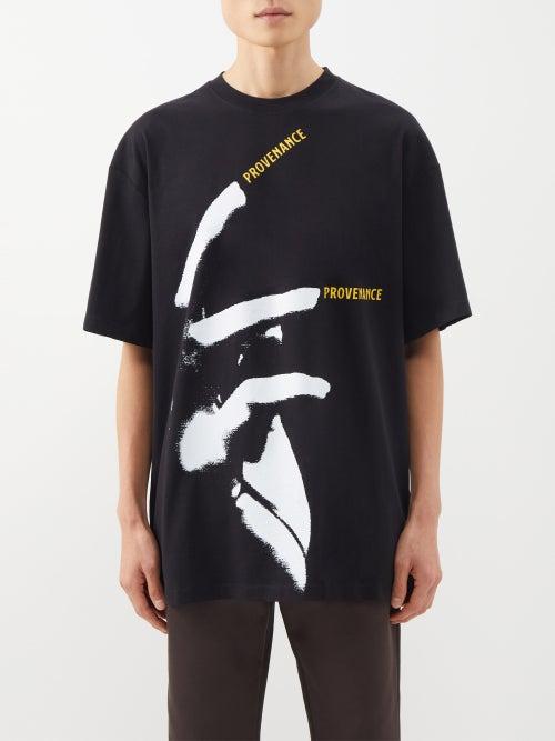Raf Simons - Provenance-print Cotton-jersey T-shirt - Mens - Black Multi
