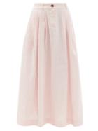 Ladies Rtw Mara Hoffman - Tulay High-rise Pleated Hemp-canvas Midi Skirt - Womens - Light Pink