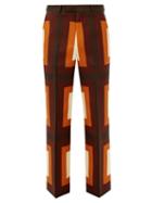 Gucci - Geometric-print Wool-blend Twill Suit Trousers - Mens - Brown Multi