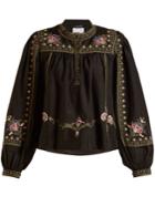 Isabel Marant Dyron Embroidered Silk Blouse