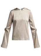 Matchesfashion.com Galvan - Ruched Satin Blouse - Womens - Silver