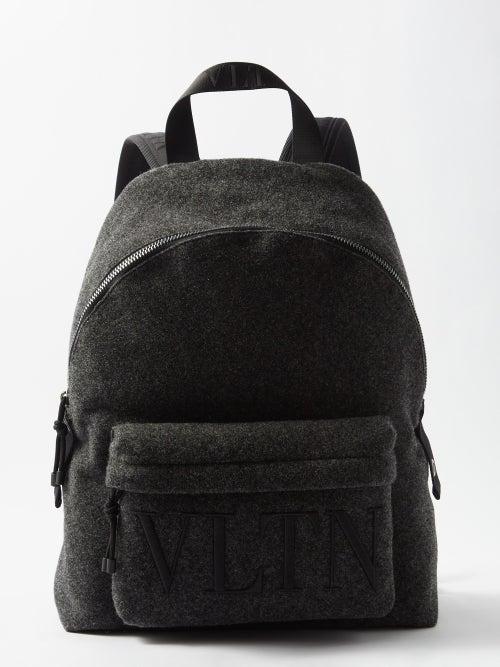 Valentino Garavani - Vltn-logo Wool-blend Backpack - Mens - Grey Multi