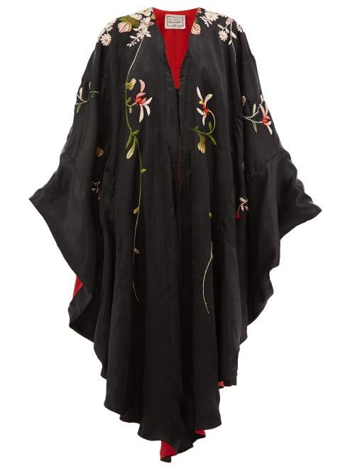 Matchesfashion.com By Walid - Conchita 19th Century Embroidered Silk Shawl - Womens - Black