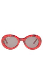 Matchesfashion.com Balenciaga - Round Paris-print Acetate Sunglasses - Womens - Red