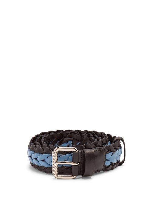 Matchesfashion.com Prada - Two Tone Braided Leather Belt - Mens - Blue Multi