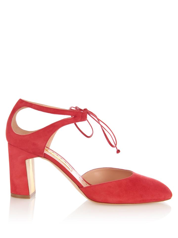Rupert Sanderson Clarissa Block-heel Suede Pumps