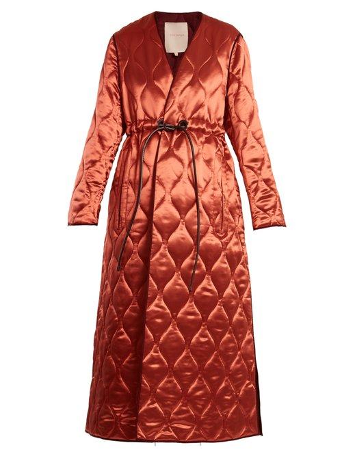 Matchesfashion.com Roksanda - Toledo V Neck Quilted Satin Coat - Womens - Pink