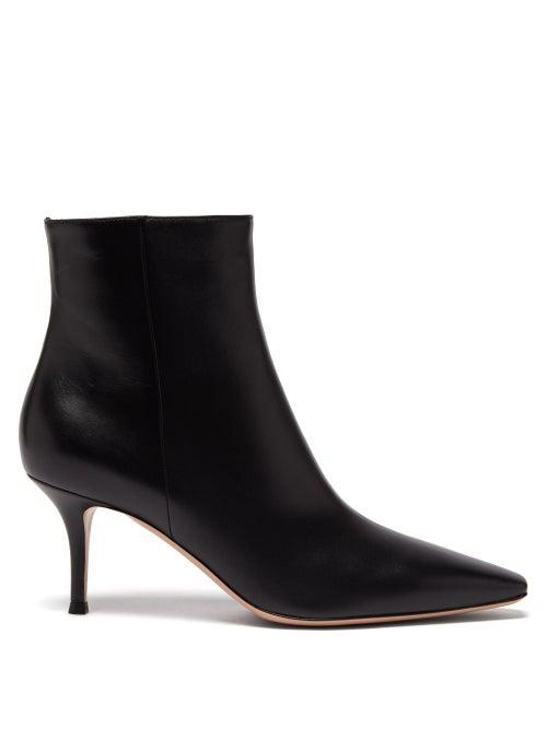 Matchesfashion.com Gianvito Rossi - Square-point 70 Leather Ankle Boots - Womens - Black
