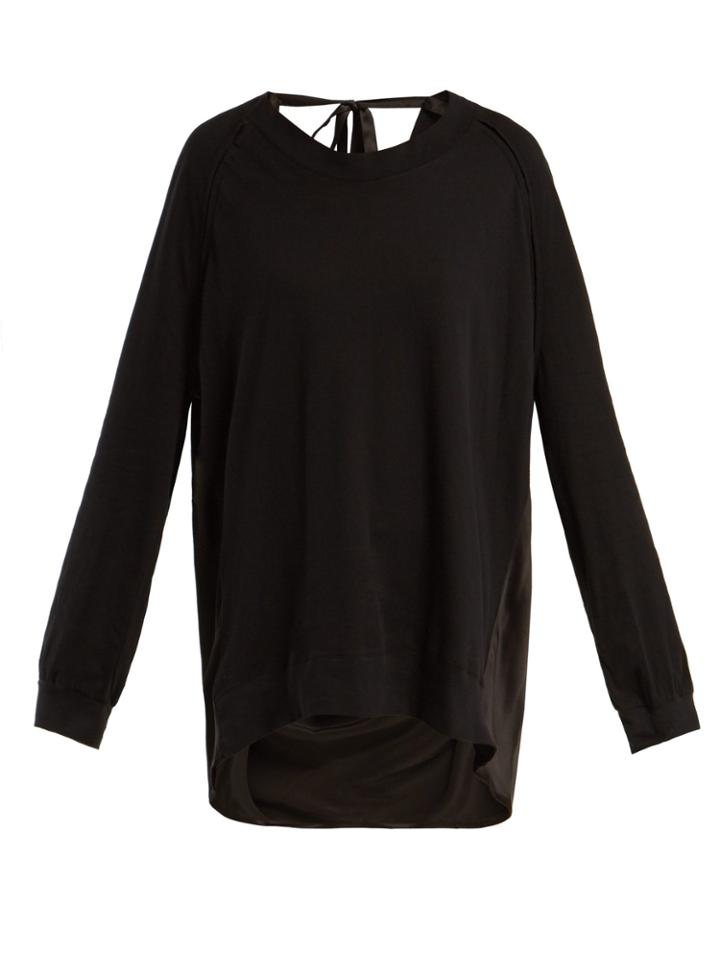 Ann Demeulemeester Contrast-panel Cotton And Silk Top