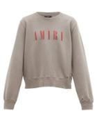 Matchesfashion.com Amiri - Logo-print Distressed Cotton Sweatshirt - Mens - Grey