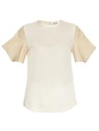 Jil Sander Acorn Structured-sleeve Silk-satin Top