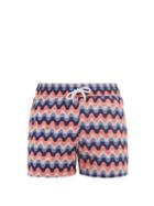 Matchesfashion.com Frescobol Carioca - Copacabana Wave-print Swim Shorts - Mens - Pink Navy