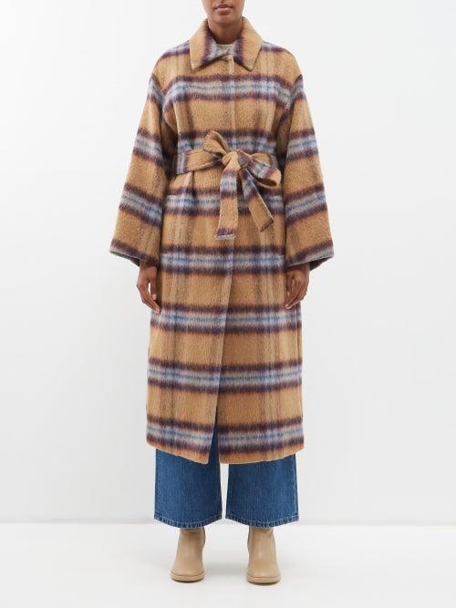 Stand Studio - Aubrie Checked Belted Coat - Womens - Brown Multi