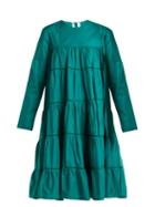 Matchesfashion.com Merlette - Essaouira Gathered Cotton Midi Dress - Womens - Green