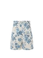 Matchesfashion.com The Vampire's Wife - The Persuasion Floral-print Cotton Shorts - Womens - Blue White