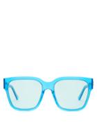 Matchesfashion.com Balenciaga - Logo Plaque Square Acetate Sunglasses - Mens - Blue