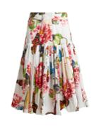Dolce & Gabbana Butterfly And Padlock-print Cotton-poplin Skirt