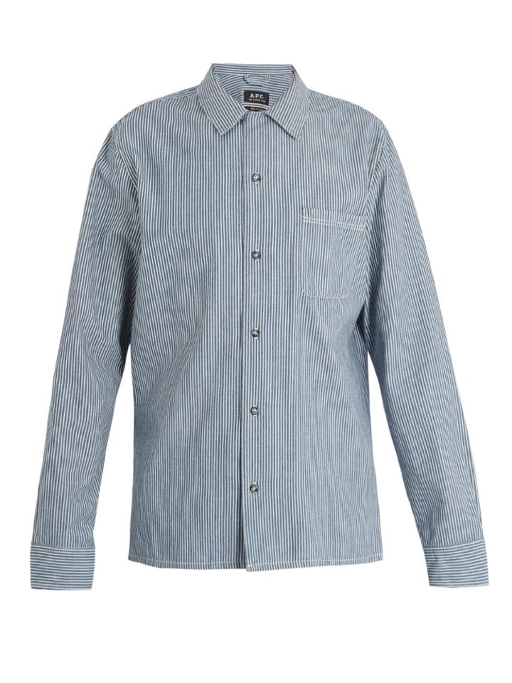 A.p.c. Luca Point-collar Striped Cotton Shirt