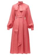 Matchesfashion.com Erdem - Heloisa Polka Dot Jacquard Crepe Midi Dress - Womens - Pink