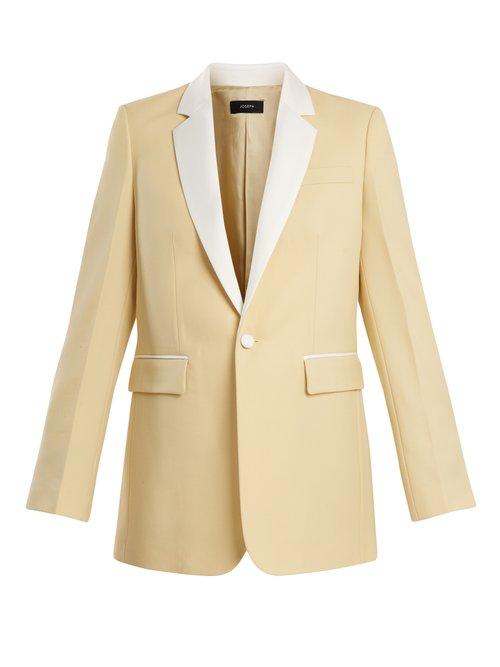 Matchesfashion.com Joseph - Jan Single Breasted Contrast Trim Wool Blazer - Womens - Light Yellow