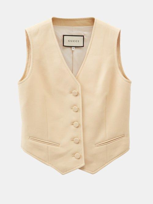 Reluxe - Gucci Single-breasted Cotton-blend Waistcoat - Womens - Beige