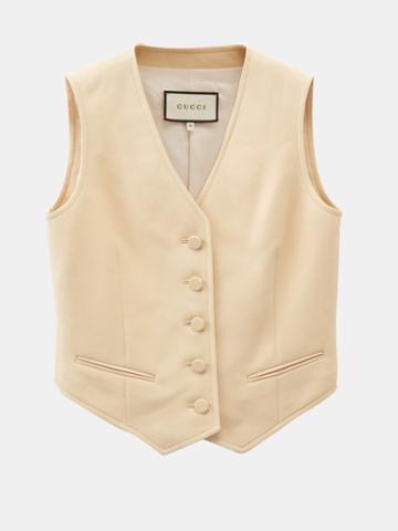 Reluxe - Gucci Single-breasted Cotton-blend Waistcoat - Womens - Beige