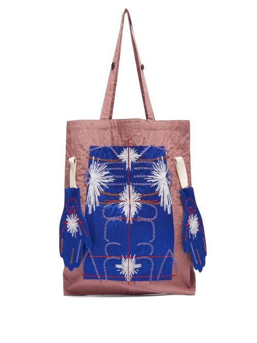 Matchesfashion.com Craig Green - Embroidered Puckered Canvas Tote Bag - Mens - Purple