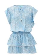 Matchesfashion.com Melissa Odabash - Keri Tiered Leaf-print Crepe Mini Dress - Womens - Blue Print